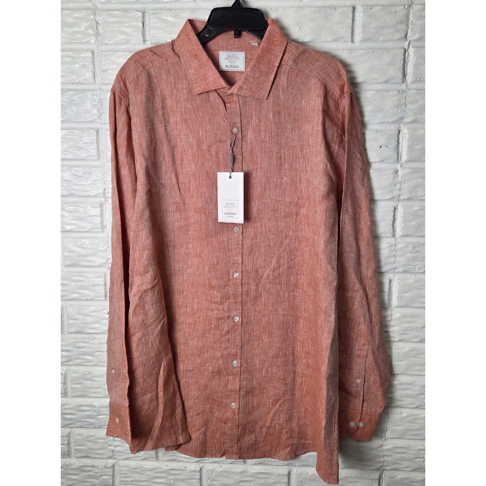 Murano Baird McNutt linen shirt Men's 2XT Tall l/s button up Rust Orange NWT